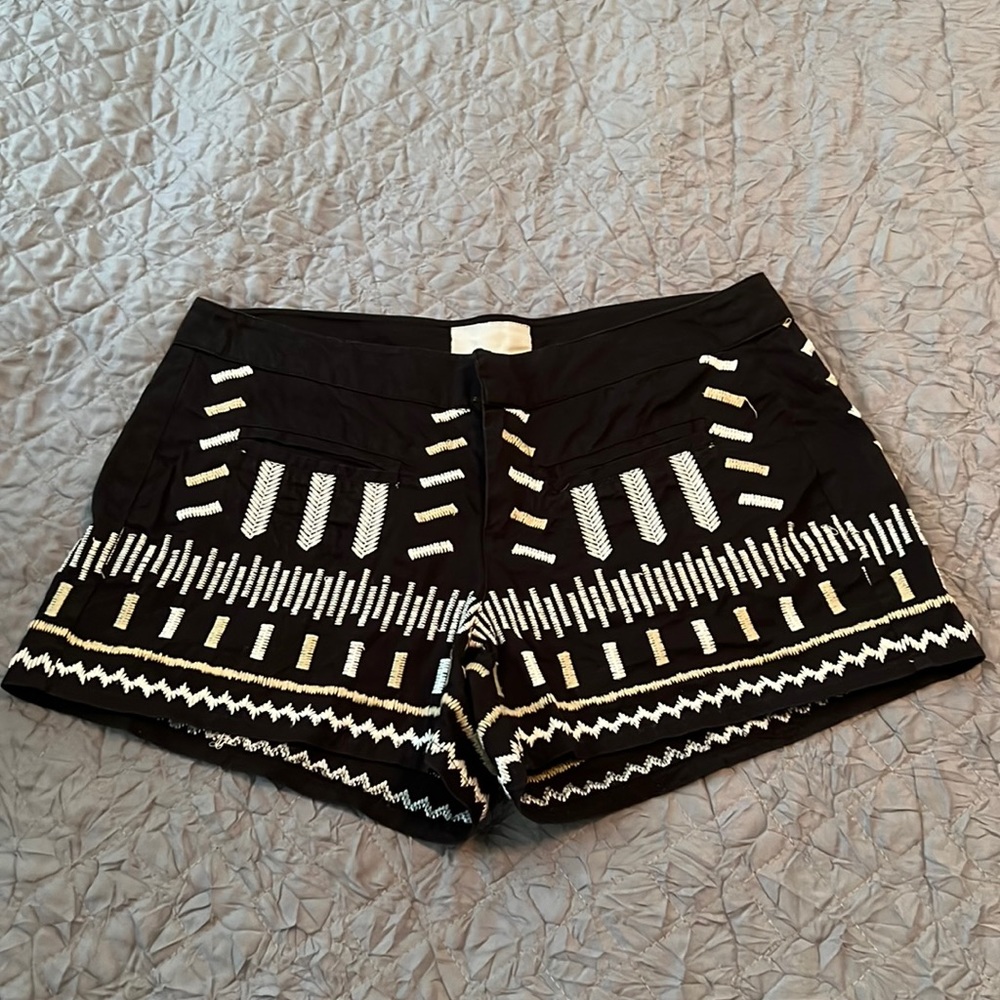Chloe Oliver black shorts with threaded art.